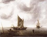 REMBRANDT Harmenszoon van Rijn Ships at Anchor on a Calm Sea Spain oil painting artist